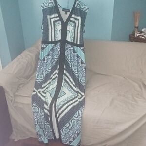 Colleen Lopez Abstract Maxi Dress in Blue and Black